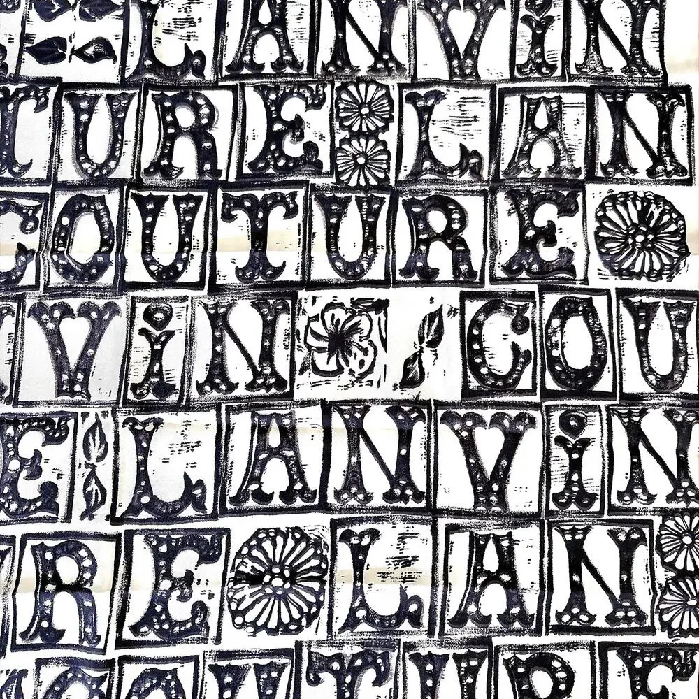 VINTAGE 1960S JEANNE LANVIN COUTURE SILK SCARF - BACK AND WHITE